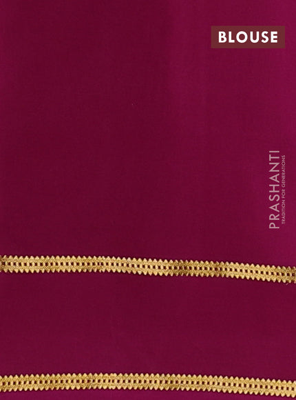 Pure mysore silk saree peach pink and magenta pink with plain body and rettapet zari woven buttas