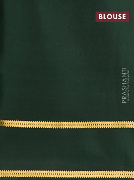 Pure mysore silk saree deep purple and bottle green with plain body and rettapet zari woven buttas