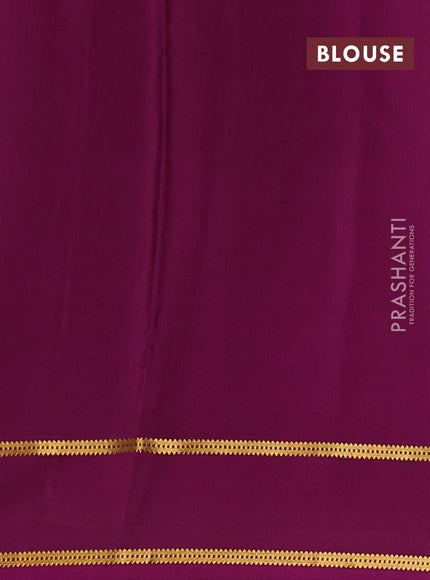 Pure mysore silk saree light green and purple with plain body and rettapet zari woven buttas