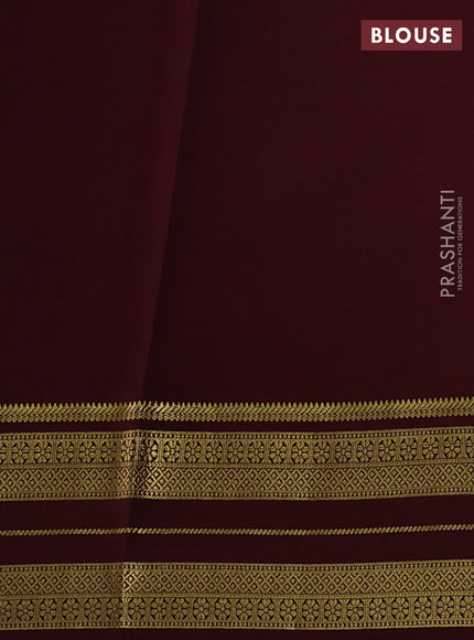 Pure mysore silk saree rust shade and coffee brown with plain body and zari woven border