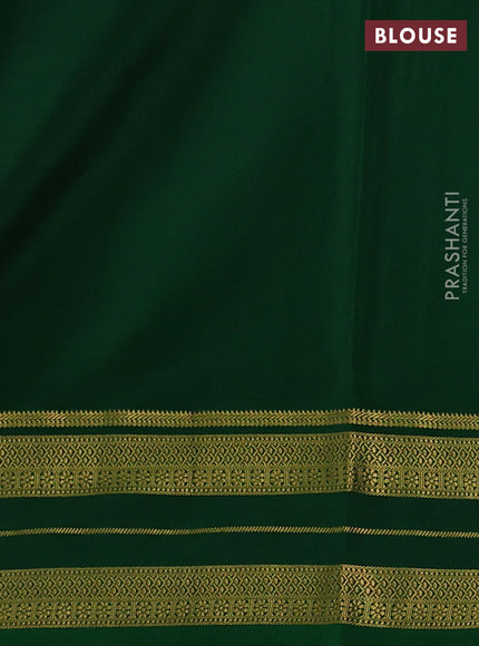 Pure mysore silk saree red and green with plain body and zari woven border