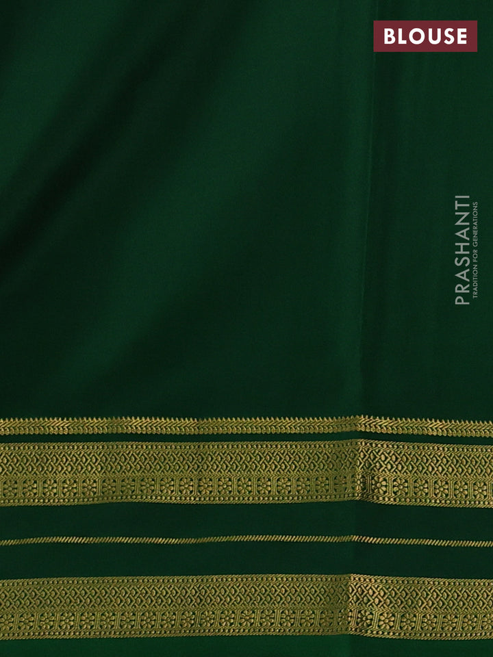 Pure mysore silk saree red and green with plain body and zari woven border