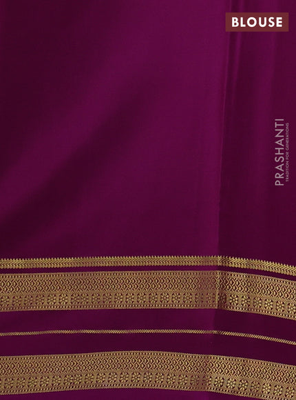 Pure mysore silk saree peach pink and magenta pink with plain body and zari woven border