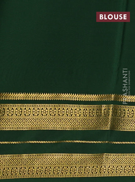 Pure mysore silk saree red and green with plain body and zari woven border