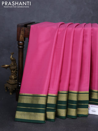 Pure mysore silk saree peach pink and green with allover zari woven buttas and zari woven border