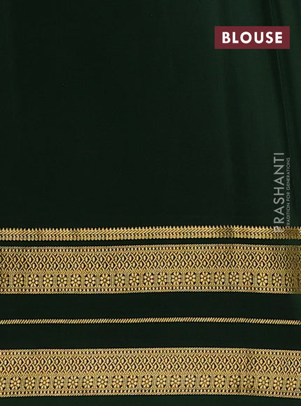 Pure mysore silk saree peach pink and green with allover zari woven buttas and zari woven border