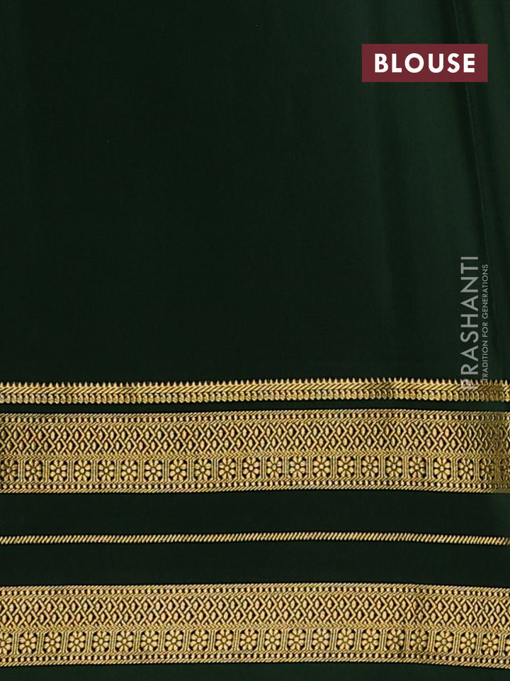 Pure mysore silk saree peach pink and green with allover zari woven buttas and zari woven border