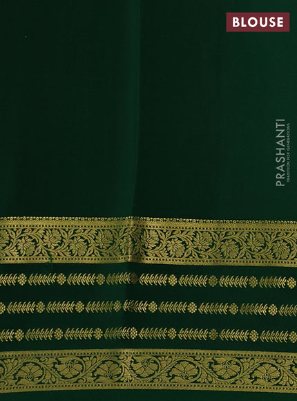 Pure mysore silk saree mustard yellow and green with allover zari woven buttas and zari woven border