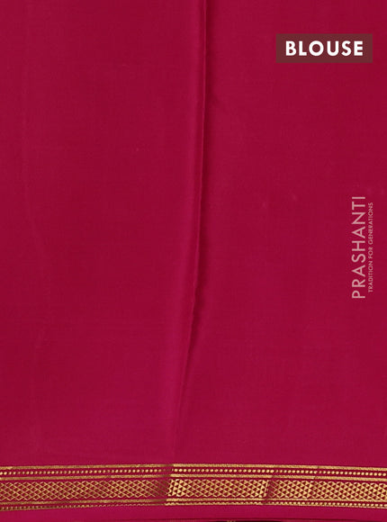 Pure mysore silk saree royal blue and pink with plain body and rettapet zari woven border
