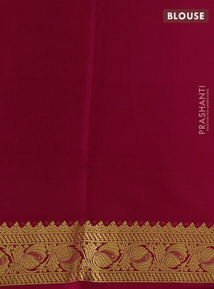 Pure mysore silk saree violet and dark pink with allover zari checked pattern and zari woven border