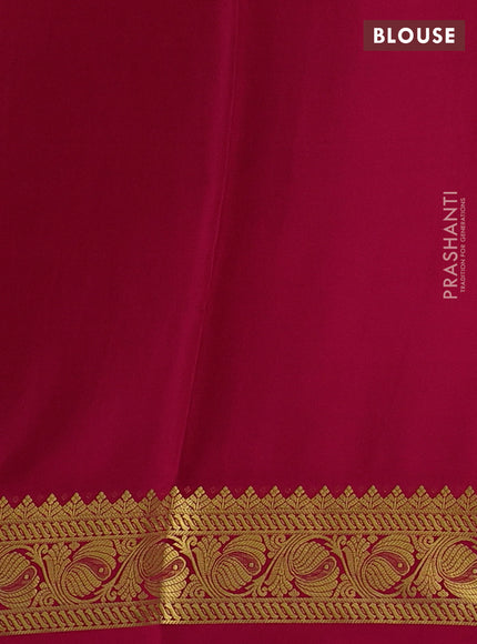 Pure mysore silk saree green and pink with allover zari checked pattern and zari woven border