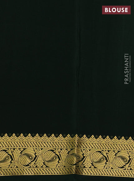 Pure mysore silk saree peach pink and green with allover zari checked pattern and zari woven border