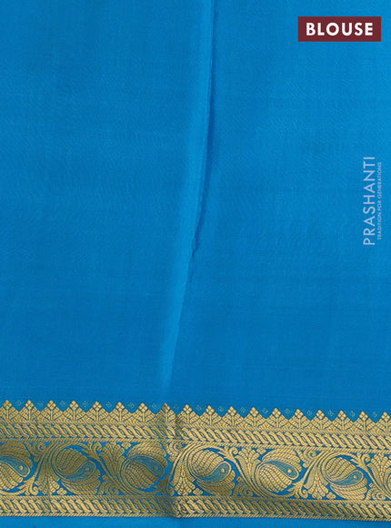 Pure mysore silk saree purple and cs blue with allover zari checked pattern and zari woven border