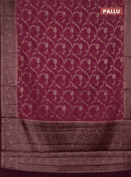 Semi chiniya silk saree mauve pink and wine shade with allover thread & zari weaves and woven border