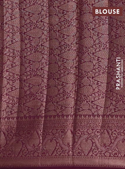 Semi chiniya silk saree mauve pink and wine shade with allover thread & zari weaves and woven border