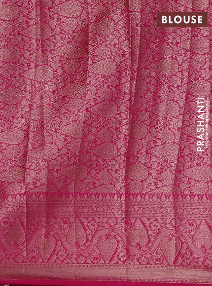 Semi chiniya silk saree coffee brown and pink with allover thread & zari weaves and woven border