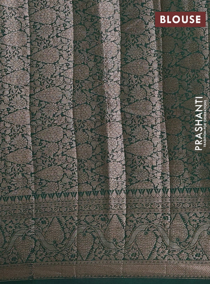 Semi chiniya silk saree deep maroon and bottle green with allover thread & zari weaves and woven border