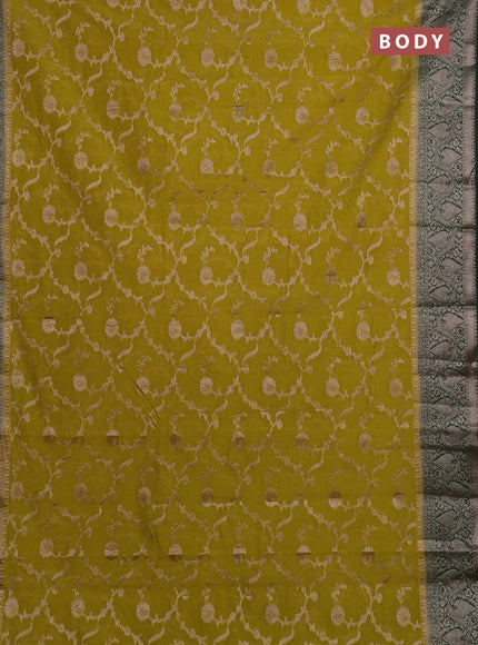 Semi chiniya silk saree mehendi green and bottle green with allover thread & zari weaves and woven border