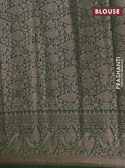 Semi chiniya silk saree mehendi green and bottle green with allover thread & zari weaves and woven border