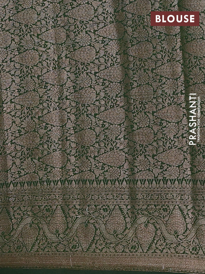 Semi chiniya silk saree mehendi green and bottle green with allover thread & zari weaves and woven border