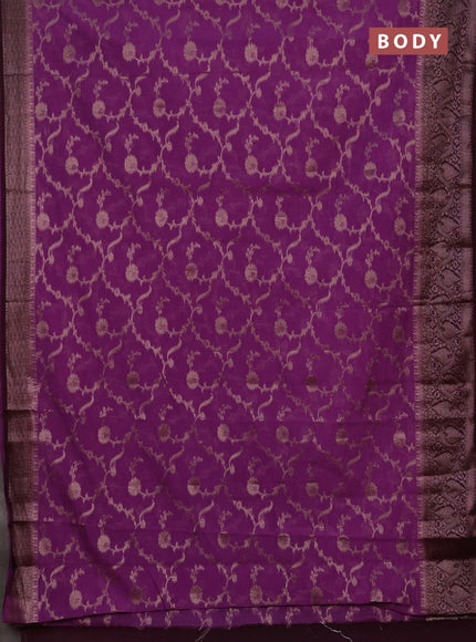 Semi chiniya silk saree dark lavender and deep purple with allover thread & zari weaves and woven border