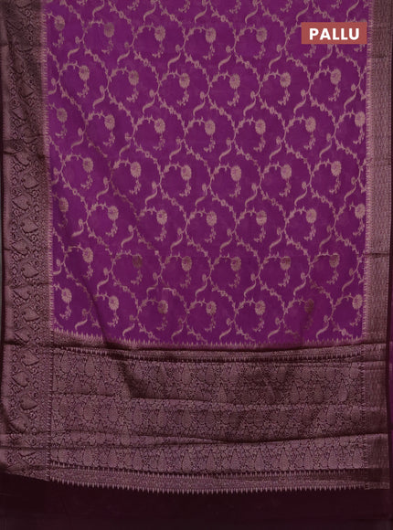 Semi chiniya silk saree dark lavender and deep purple with allover thread & zari weaves and woven border