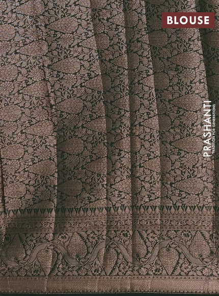 Semi chiniya silk saree pastel green and bottle green with allover thread & zari weaves and woven border