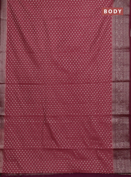 Semi chiniya silk saree mauve pink and wine shade with allover thread & zari woven buttas and woven border