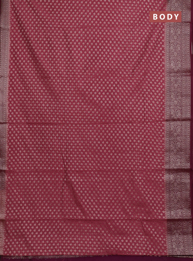 Semi chiniya silk saree mauve pink and wine shade with allover thread & zari woven buttas and woven border