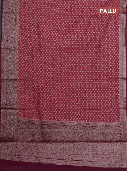 Semi chiniya silk saree mauve pink and wine shade with allover thread & zari woven buttas and woven border