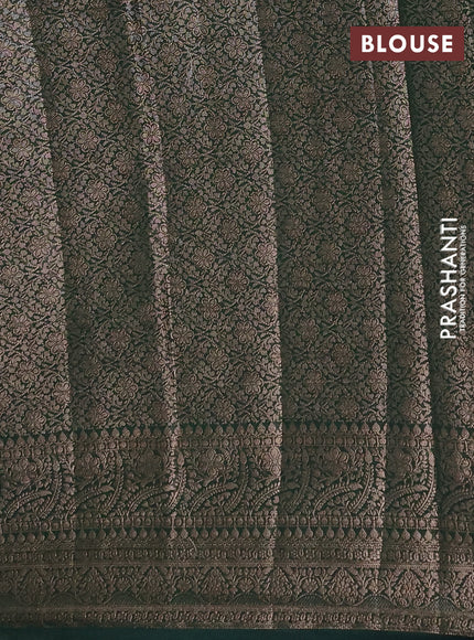 Semi chiniya silk saree deep maroon and bottle green with allover thread & zari weaves and woven border