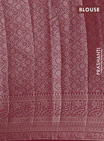 Semi chiniya silk saree peacock blue and maroon with allover thread & zari weaves and woven border