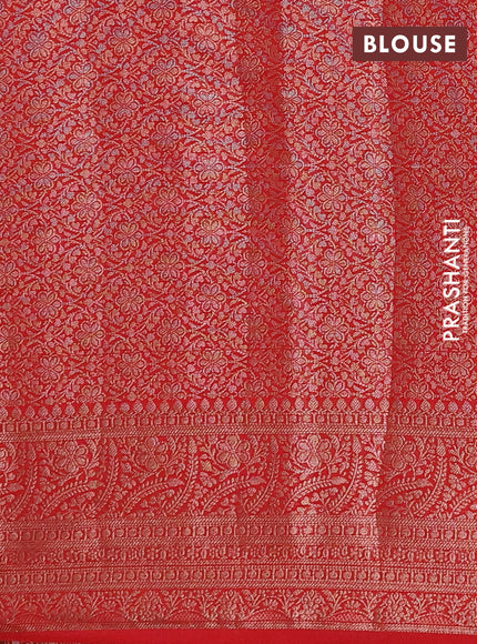 Semi chiniya silk saree navy blue and red with allover thread & zari weaves and woven border