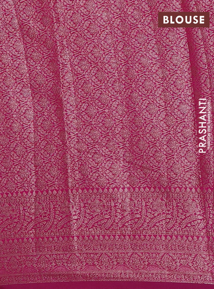Semi chiniya silk saree coffee brown and magenta pink with allover thread & zari weaves and woven border