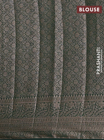 Semi chiniya silk saree red and bottle green with allover thread & zari weaves and woven border