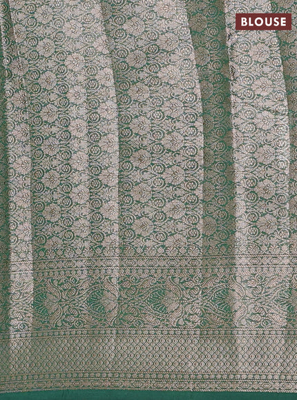 Semi chiniya silk saree pink and green with allover thread & zari weaves and woven border