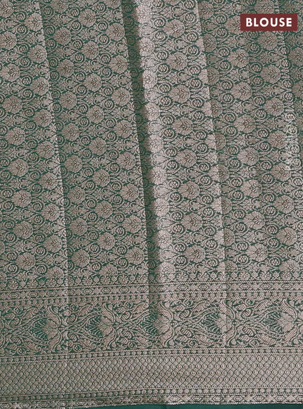 Semi chiniya silk saree deep maroon and green with allover thread & zari weaves and woven border
