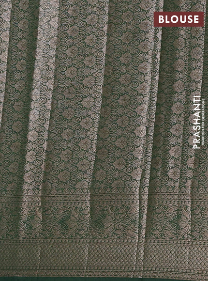 Semi chiniya silk saree pastel green and bottle green with allover thread & zari weaves and woven border