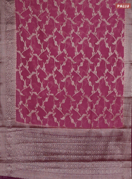 Semi chiniya silk saree mauve pink and wine shade with allover thread & zari weaves and woven border