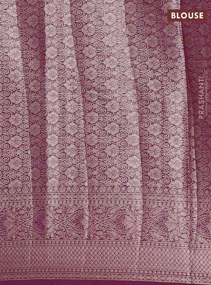 Semi chiniya silk saree mauve pink and wine shade with allover thread & zari weaves and woven border
