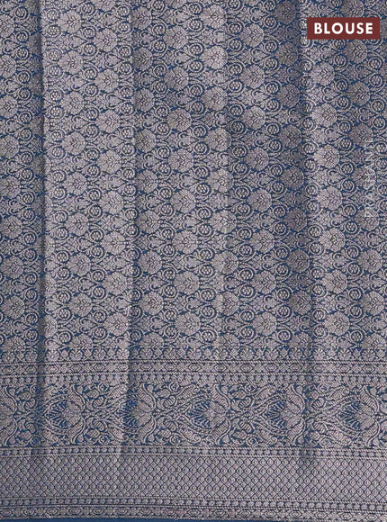 Semi chiniya silk saree teal green shade and peacock green with allover thread & zari weaves and woven border