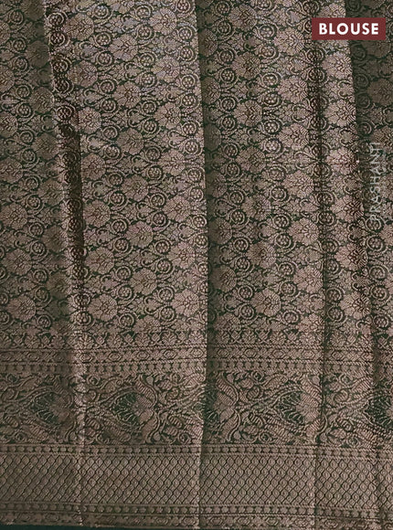 Semi chiniya silk saree red and bottle green with allover thread & zari weaves and woven border