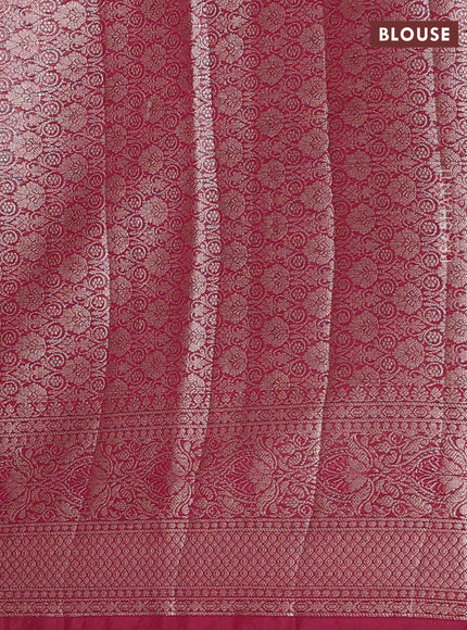 Semi chiniya silk saree peacock blue and wine shade with allover thread & zari weaves and woven border
