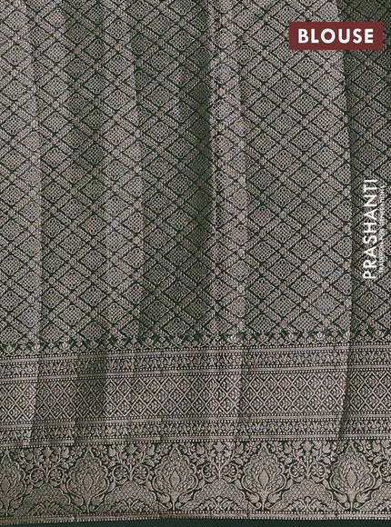 Semi chiniya silk saree mehendi green and bottle green with allover thread & zari weaves and woven border