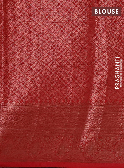 Semi chiniya silk saree navy blue and red with allover thread & zari weaves and woven border