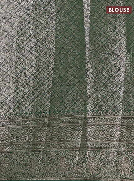 Semi chiniya silk saree pastel green and green with allover thread & zari weaves and woven border