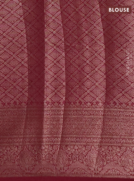 Semi chiniya silk saree peacock blue and wine shade with allover thread & zari weaves and woven border