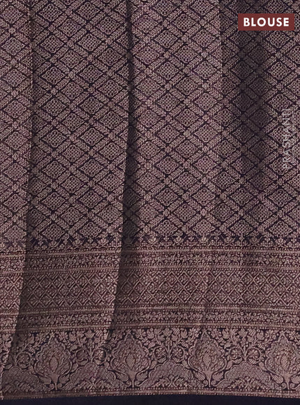 Semi chiniya silk saree dark lavender and navy blue with allover thread & zari weaves and woven border