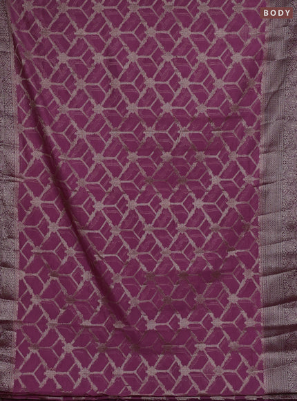 Semi chiniya silk saree mauve pink and wine shade with allover thread & zari weaves and woven border