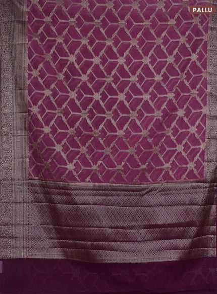 Semi chiniya silk saree mauve pink and wine shade with allover thread & zari weaves and woven border